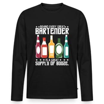 Boose (Boose) - T-shirt manches longues Premium bio Homme - noir - Devant - Nico (187cm)
