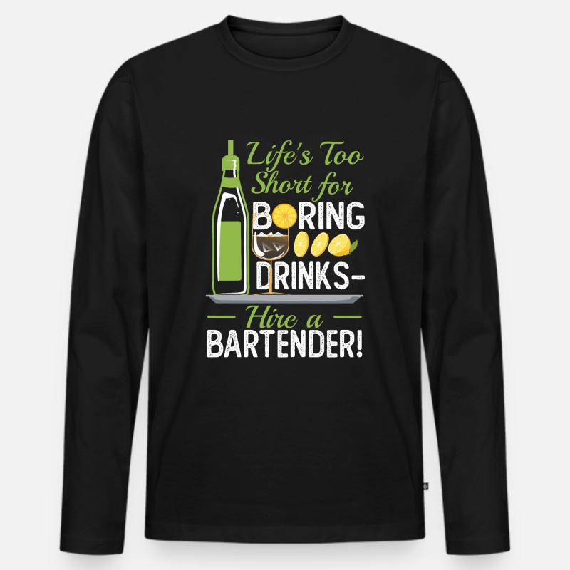 Boring Drinks - Männer Premium Bio Langarmshirt - Schwarz