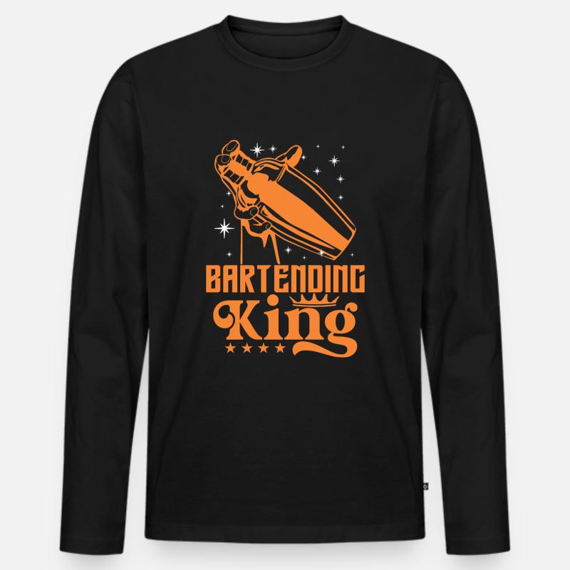 Bartending King - Männer Premium Bio Langarmshirt - Schwarz