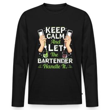 Manipulation du barman - T-shirt manches longues Premium bio Homme - noir - Devant - Nico (187cm)