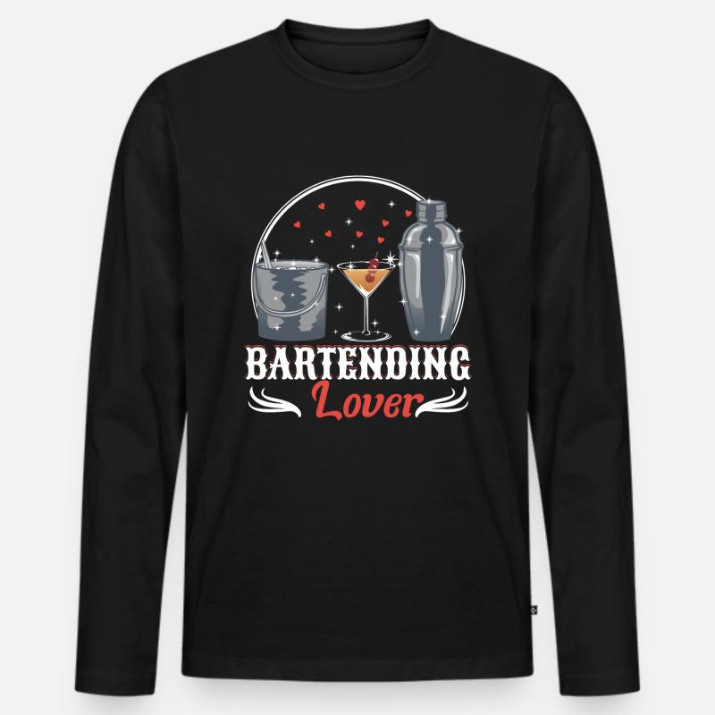 Bartending lover - Männer Premium Bio Langarmshirt - Schwarz