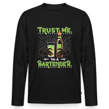 Bartender Trust - T-shirt manches longues Premium bio Homme - noir - Devant - Nico (187cm)