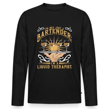 Thérapeute liquide - T-shirt manches longues Premium bio Homme - noir - Devant - Nico (187cm)