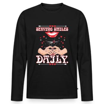 Barman de service - T-shirt manches longues Premium bio Homme - noir - Devant - Nico (187cm)