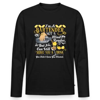 Barman - T-shirt manches longues Premium bio Homme - noir - Devant - Nico (187cm)