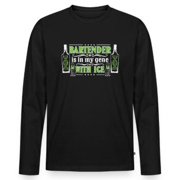 Gène du barman - T-shirt manches longues Premium bio Homme - noir - Devant - Nico (187cm)