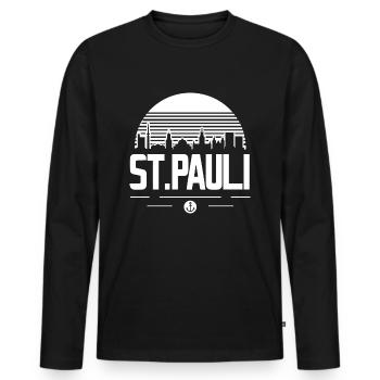 St Pauli Skyline Hamburg Souvenir St. Pauli - T-shirt manches longues Premium bio Homme - noir - Devant - Nico (187cm)