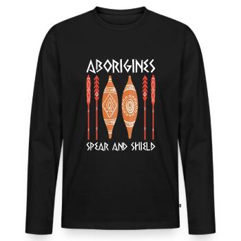 Aborigines Spear Shield - Männer Premium Bio Langarmshirt - Schwarz - Vorne - Nico (187cm)