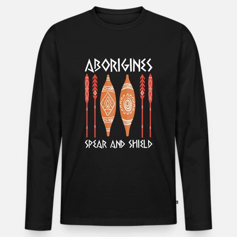 Aboriginal Spear Shield - Men's Premium Organic Long Sleeve Shirt - black