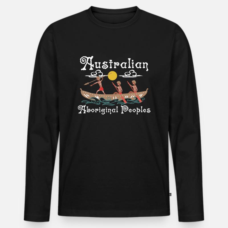 Australian Aboriginal - Männer Premium Bio Langarmshirt - Schwarz