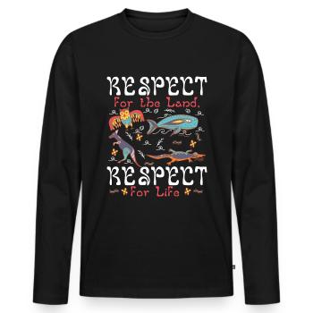 Respect de la terre, respect de la vie - T-shirt manches longues Premium bio Homme - noir - Devant - Nico (187cm)