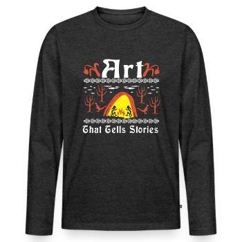 Un art qui raconte des histoires - T-shirt manches longues Premium bio Homme - anthracite chiné - Devant - Nico (187cm)