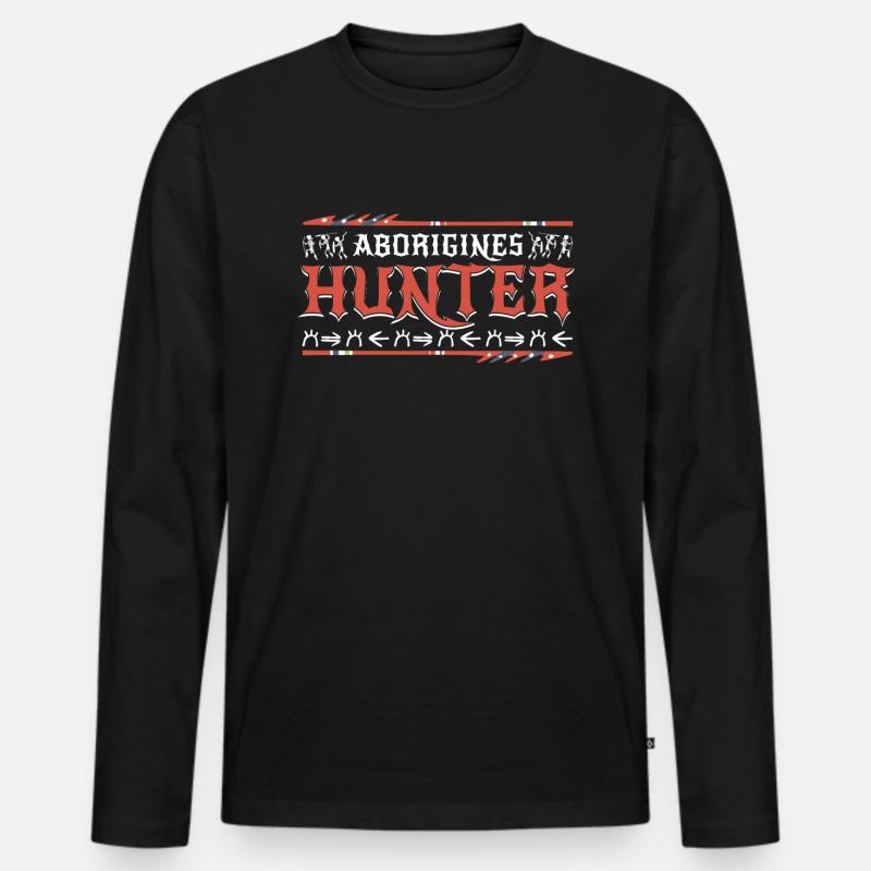 Aborigines Hunter - Männer Premium Bio Langarmshirt - Schwarz