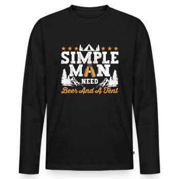 simple man Need beer and a tent - Männer Premium Bio Langarmshirt - Schwarz - Vorne - Nico (187cm)