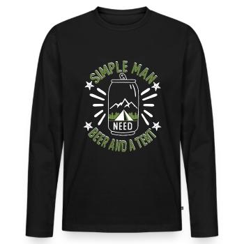 simple man Need beer and a tent - Männer Premium Bio Langarmshirt - Schwarz - Vorne - Nico (187cm)