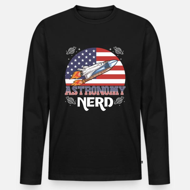 Astronomie-Nerd - Männer Premium Bio Langarmshirt - Schwarz
