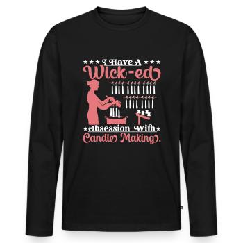 J’ai une obsession pour la fabrication de bougies. - T-shirt manches longues Premium bio Homme - noir - Devant - Nico (187cm)