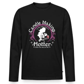 Fabrication de bougies : cire chaude - T-shirt manches longues Premium bio Homme - noir - Devant - Nico (187cm)