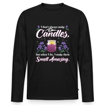 candles smell amazing. - Men's Premium Organic Long Sleeve Shirt - black - Front - Nico (187cm)