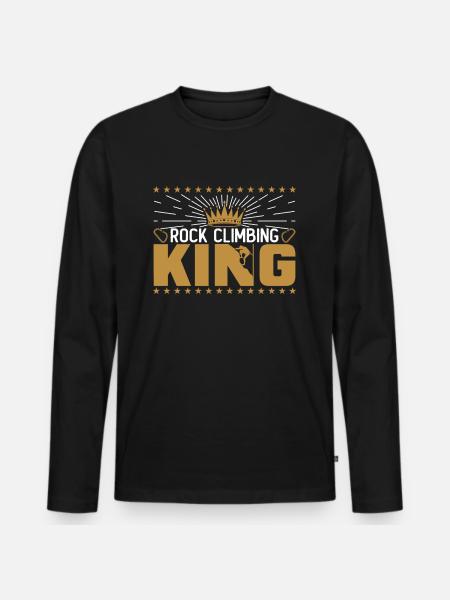 Rock Climbing King - Men's Premium Organic Long Sleeve Shirt - black