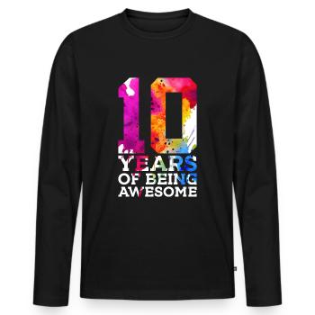 10 ANS D’ÊTRE GÉNIAL 10E ANNIVERSAIRE - T-shirt manches longues Premium bio Homme - noir - Devant - Nico (187cm)