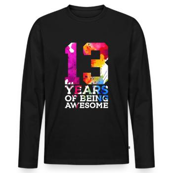 13 ANS D’ÊTRE GÉNIAL 13E ANNIVERSAIRE - T-shirt manches longues Premium bio Homme - noir - Devant - Nico (187cm)