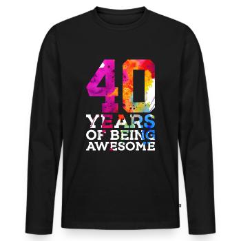 40 ANS D’ÊTRE GÉNIAL 40E ANNIVERSAIRE - T-shirt manches longues Premium bio Homme - noir - Devant - Nico (187cm)