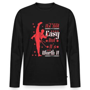 Es ist nicht einfach, aber es lohnt sich - Männer Premium Bio Langarmshirt - Schwarz - Vorne - Nico (187cm)
