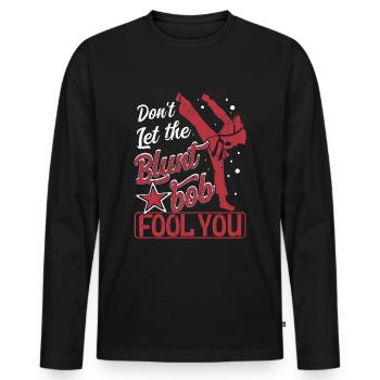 Ne vous laissez pas tromper par le bob émoussé - T-shirt manches longues Premium bio Homme - noir - Devant - Nico (187cm)
