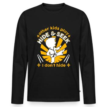 D’autres enfants jouent à cache-cache Je ne me cache pas - T-shirt manches longues Premium bio Homme - noir - Devant - Nico (187cm)