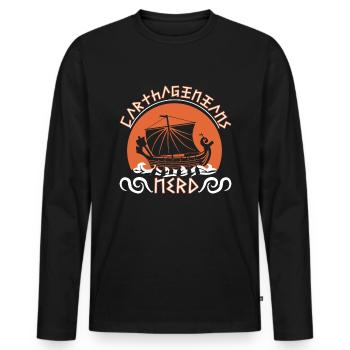 Karthager Nerd - Männer Premium Bio Langarmshirt - Schwarz - Vorne - Nico (187cm)