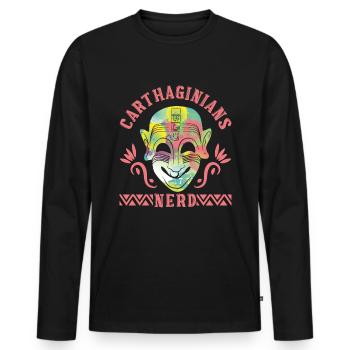 Karthager Nerd - Männer Premium Bio Langarmshirt - Schwarz - Vorne - Nico (187cm)