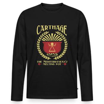 Karthago, der Schmelztiegel des Mittelmeers - Männer Premium Bio Langarmshirt - Schwarz - Vorne - Nico (187cm)