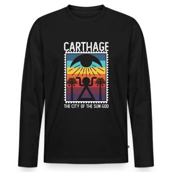 Karthago, die Stadt des Sonnengottes - Männer Premium Bio Langarmshirt - Schwarz - Vorne - Nico (187cm)