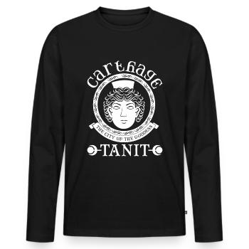 Karthago, die Stadt der Göttin Tanit - Männer Premium Bio Langarmshirt - Schwarz - Vorne - Nico (187cm)