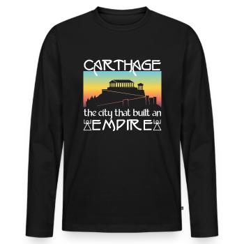 Karthago, die Stadt, die ein Imperium aufbaute - Männer Premium Bio Langarmshirt - Schwarz - Vorne - Nico (187cm)