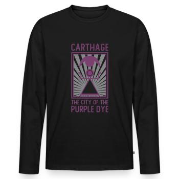Carthage, la ville de la teinture pourpre - T-shirt manches longues Premium bio Homme - noir - Devant - Nico (187cm)
