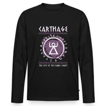 Karthago, die Stadt der punischen Schrift - Männer Premium Bio Langarmshirt - Schwarz - Vorne - Nico (187cm)