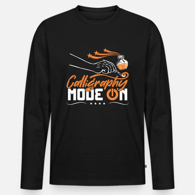 Kalligrafie-Modus ein - Männer Premium Bio Langarmshirt - Schwarz