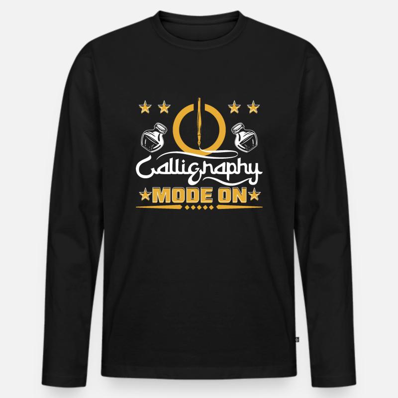 Kalligrafie-Modus ein - Männer Premium Bio Langarmshirt - Schwarz