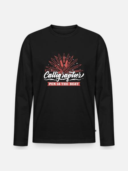 Kalligraphenstift ist der beste - Männer Premium Bio Langarmshirt - Schwarz