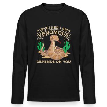 Ob ich giftig bin, hängt von dir ab - Männer Premium Bio Langarmshirt - Schwarz - Vorne - Nico (187cm)