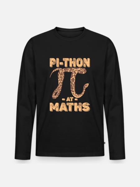 Pi-thon en maths - T-shirt manches longues Premium bio Homme - noir