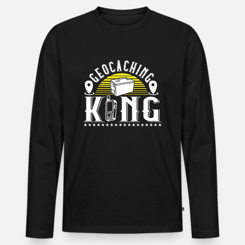 Geocaching König - Männer Premium Bio Langarmshirt - Schwarz