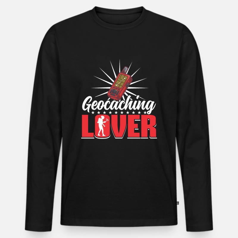 Geocaching-Liebhaber - Männer Premium Bio Langarmshirt - Schwarz