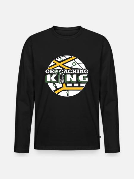 Geocaching-König - Männer Premium Bio Langarmshirt - Schwarz