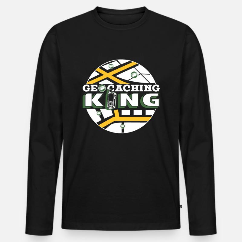 Geocaching-König - Männer Premium Bio Langarmshirt - Schwarz