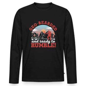 Géo-barbu et prêt à en découdre ! - T-shirt manches longues Premium bio Homme - noir - Devant - Nico (187cm)