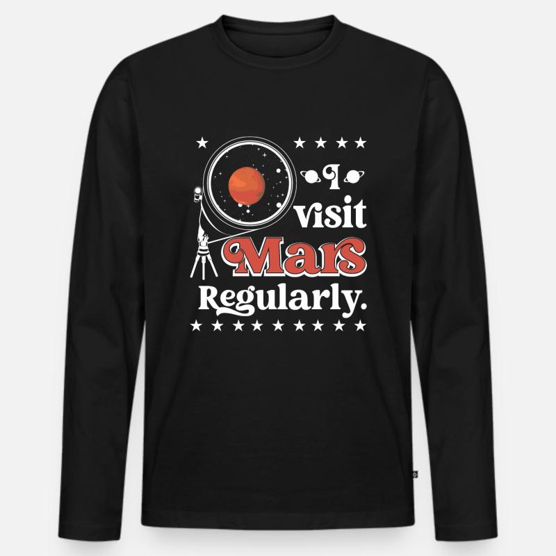 I visit Mars regularly. - Men's Premium Organic Long Sleeve Shirt - black