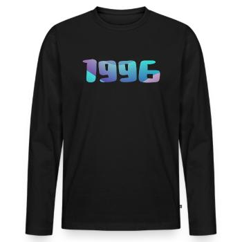 Geburtstagsgeschenk 1996 Jahrgang 1996 Retro 1996 - Männer Premium Bio Langarmshirt - Schwarz - Vorne - Nico (187cm)